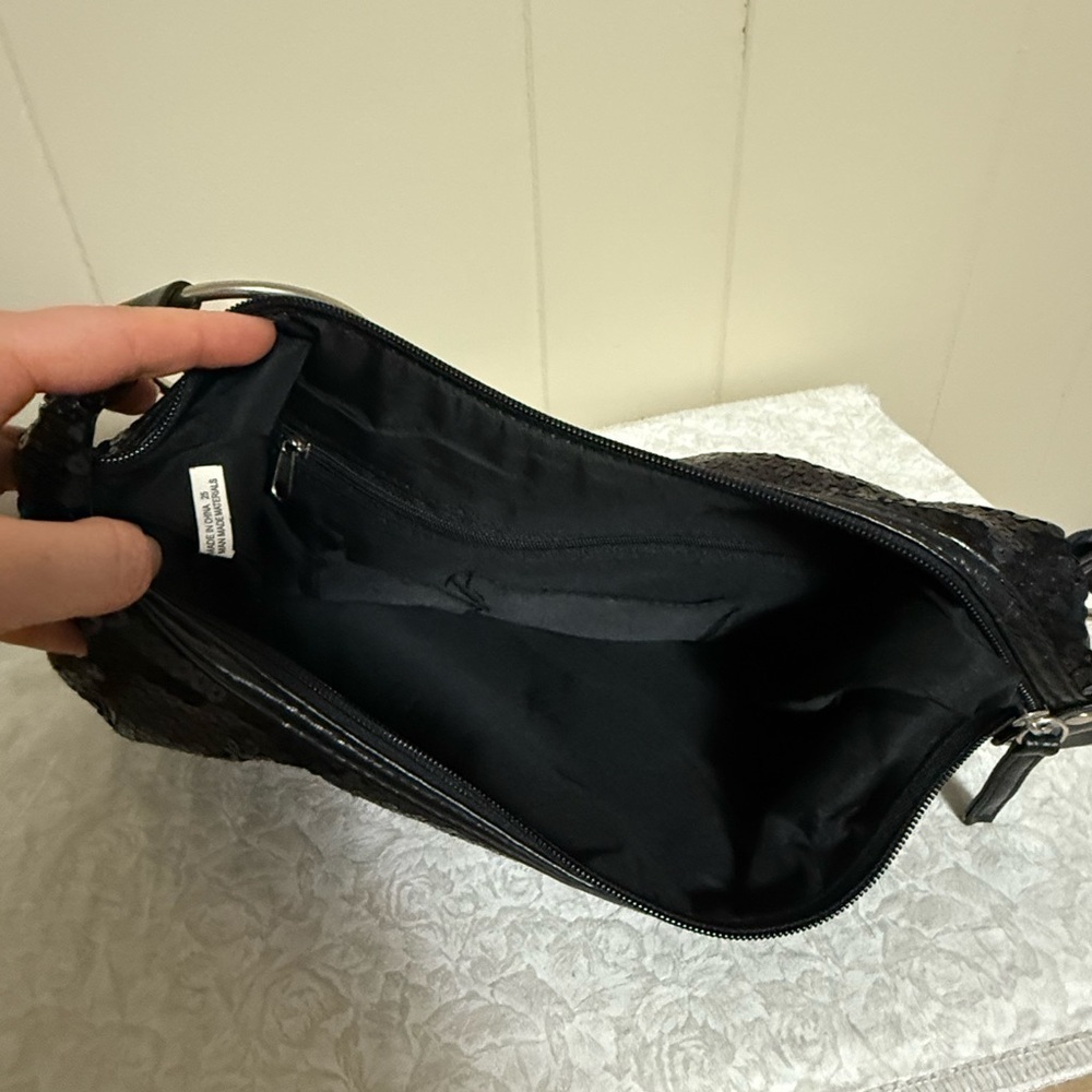 Y2K Unbranded Black Sequin Shoulder Bag Purse With Chain 90s Old Money Preppy - Picture 3 of 6